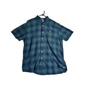 Grayers Short Sleeve Blue Plaid Button Down Shirt Mens XL